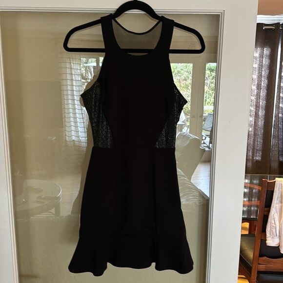 LaPina by David Helwani Nathalie Dress in Black/Black Leather Size XS - Picture 2 of 12